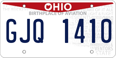 OH license plate GJQ1410
