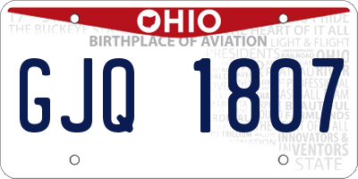 OH license plate GJQ1807