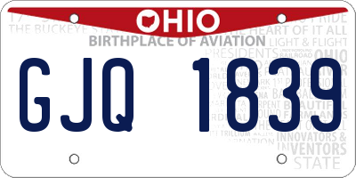 OH license plate GJQ1839