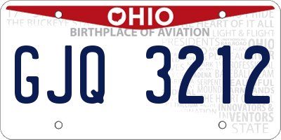 OH license plate GJQ3212
