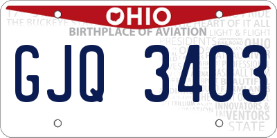 OH license plate GJQ3403