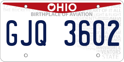 OH license plate GJQ3602