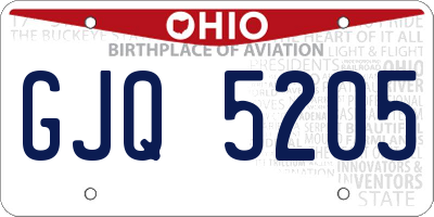 OH license plate GJQ5205
