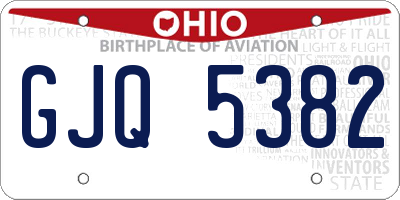 OH license plate GJQ5382