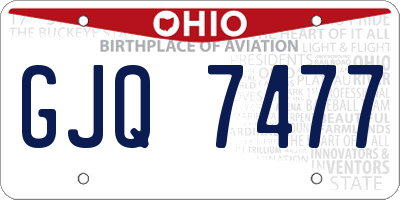 OH license plate GJQ7477