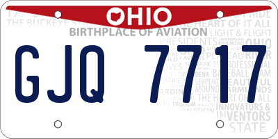 OH license plate GJQ7717