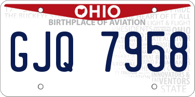 OH license plate GJQ7958
