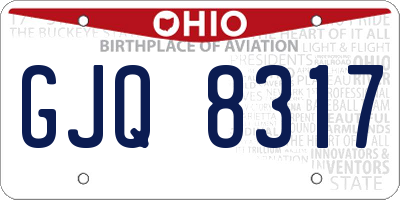 OH license plate GJQ8317