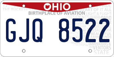 OH license plate GJQ8522