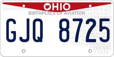 OH license plate GJQ8725