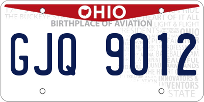 OH license plate GJQ9012
