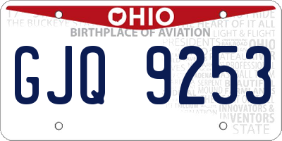 OH license plate GJQ9253