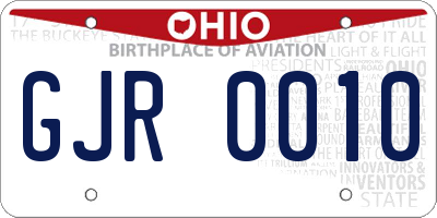 OH license plate GJR0010