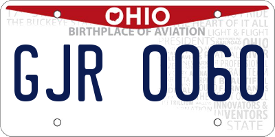 OH license plate GJR0060