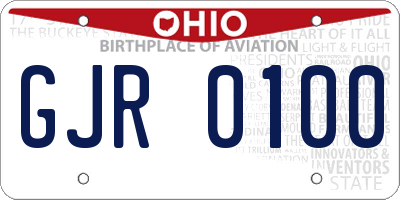 OH license plate GJR0100