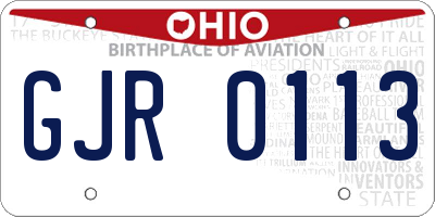 OH license plate GJR0113