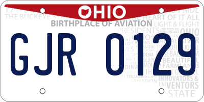 OH license plate GJR0129