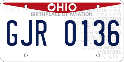 OH license plate GJR0136