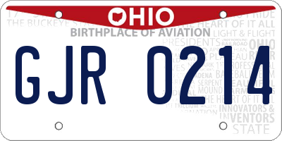 OH license plate GJR0214