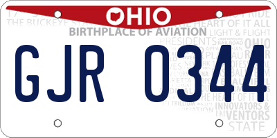 OH license plate GJR0344