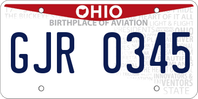 OH license plate GJR0345