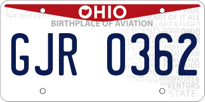 OH license plate GJR0362