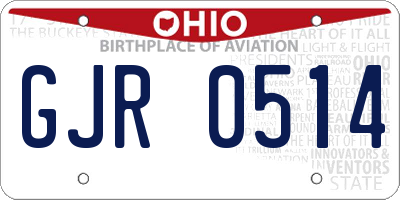 OH license plate GJR0514
