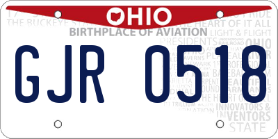 OH license plate GJR0518