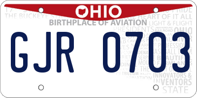 OH license plate GJR0703