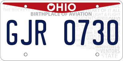 OH license plate GJR0730
