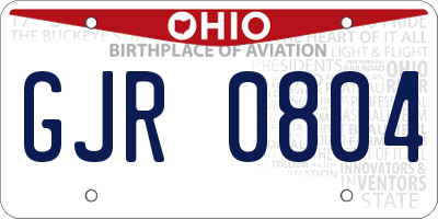 OH license plate GJR0804