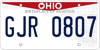 OH license plate GJR0807