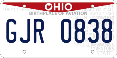OH license plate GJR0838
