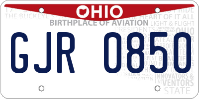 OH license plate GJR0850