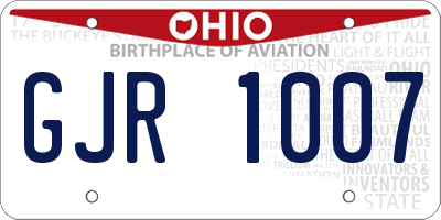 OH license plate GJR1007
