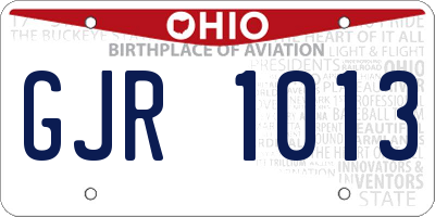 OH license plate GJR1013