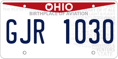 OH license plate GJR1030