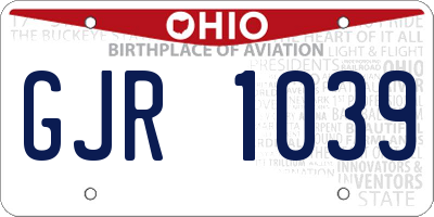 OH license plate GJR1039