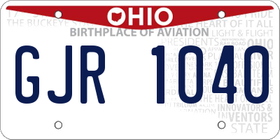 OH license plate GJR1040