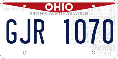 OH license plate GJR1070