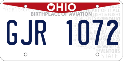 OH license plate GJR1072