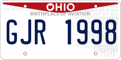 OH license plate GJR1998