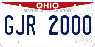 OH license plate GJR2000