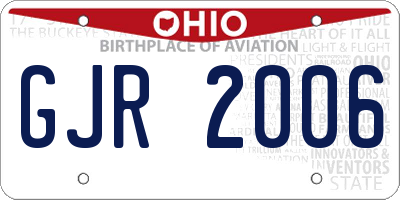 OH license plate GJR2006