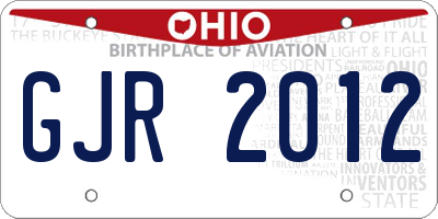 OH license plate GJR2012