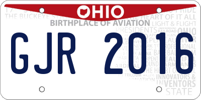 OH license plate GJR2016