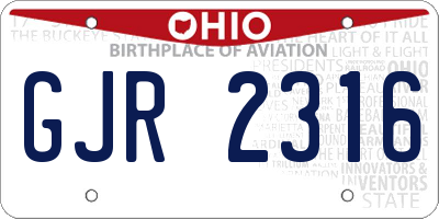 OH license plate GJR2316