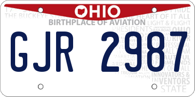 OH license plate GJR2987
