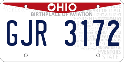 OH license plate GJR3172