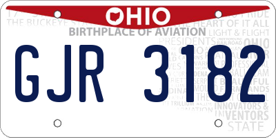 OH license plate GJR3182